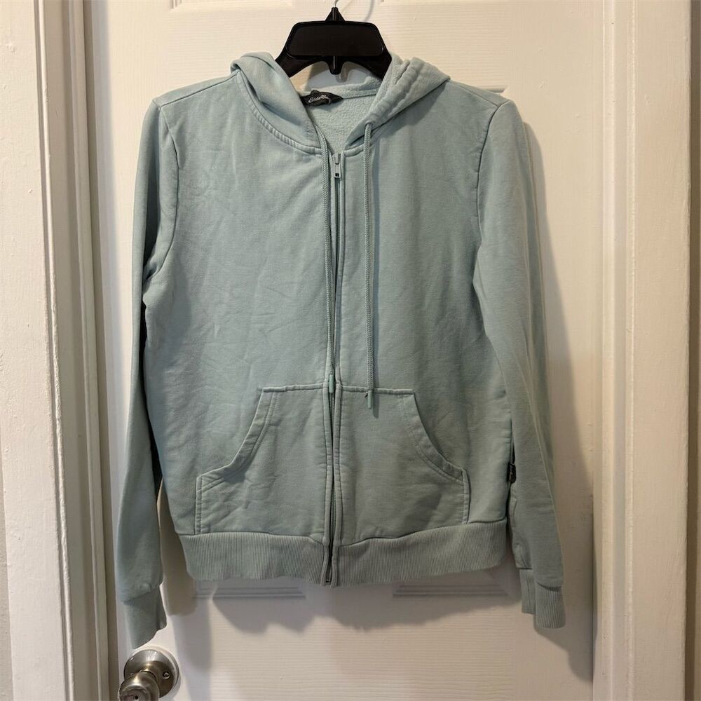 Eddie Bauer Women's XS light Blue Full Zip Hoodie Sweatshirt Casual